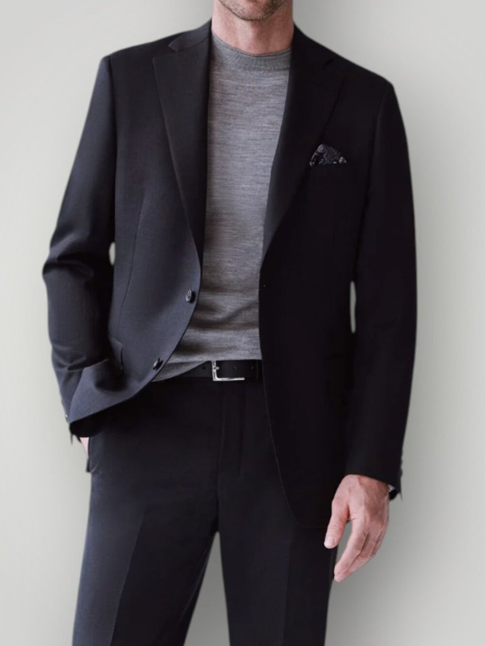 CALVIN KLEIN Slim Fit Mens Blazer 48L Sport Coat 2-Button Suit Jacket Black Wool